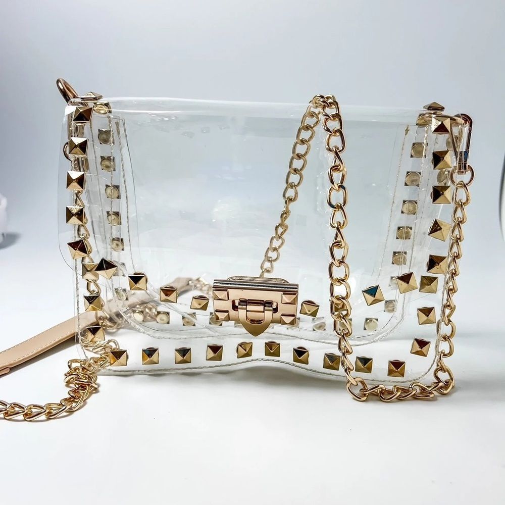 Clear purse with gold studded accents - Picture 3 of 3